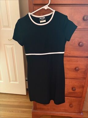 Byer Studio Black Mini Dress with White Trim runs small